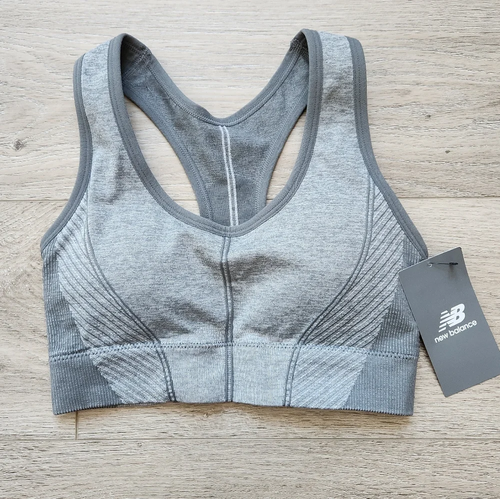 New Balance Heather Gray Racerback Sports Bra Womens Small Nwt